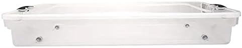 HOMZ Under Bed Clear Plastic Storage Bin w/Lid, 60 Qt, Gray Latch, 2 Pack