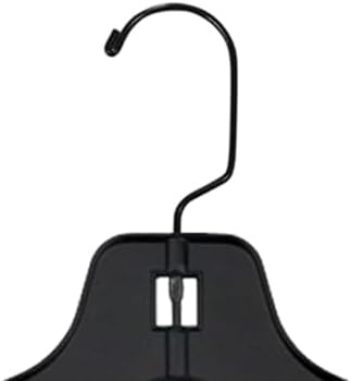 NAHANCO 17" Medium Weight Plastic Shirt Hanger, Black with Black Hook (P...