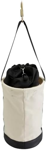 Klein Tools 5114DSC Canvas Bucket, Heavy Duty Drawstring Close Tool Bucket, 1...
