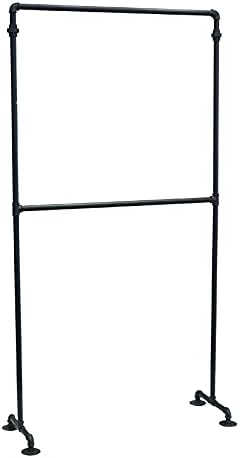 Industrial Pipe Clothing Rack 2-Tier Commercial Garment Rack Standing Display...
