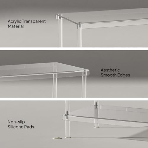 Aquiver Acrylic Long Shoe Rack - 2 Tier Shoe Organizer for Closet- Wide Shoe ...
