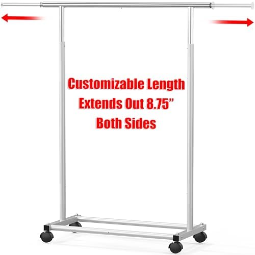 Simple Houseware Standard Rod Garment Clothing Rack, Silver