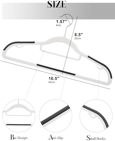 HOUSE DAY Plastic Hangers 50 Pack, Plastic Clothes Hangers Non Slip with Rubb...