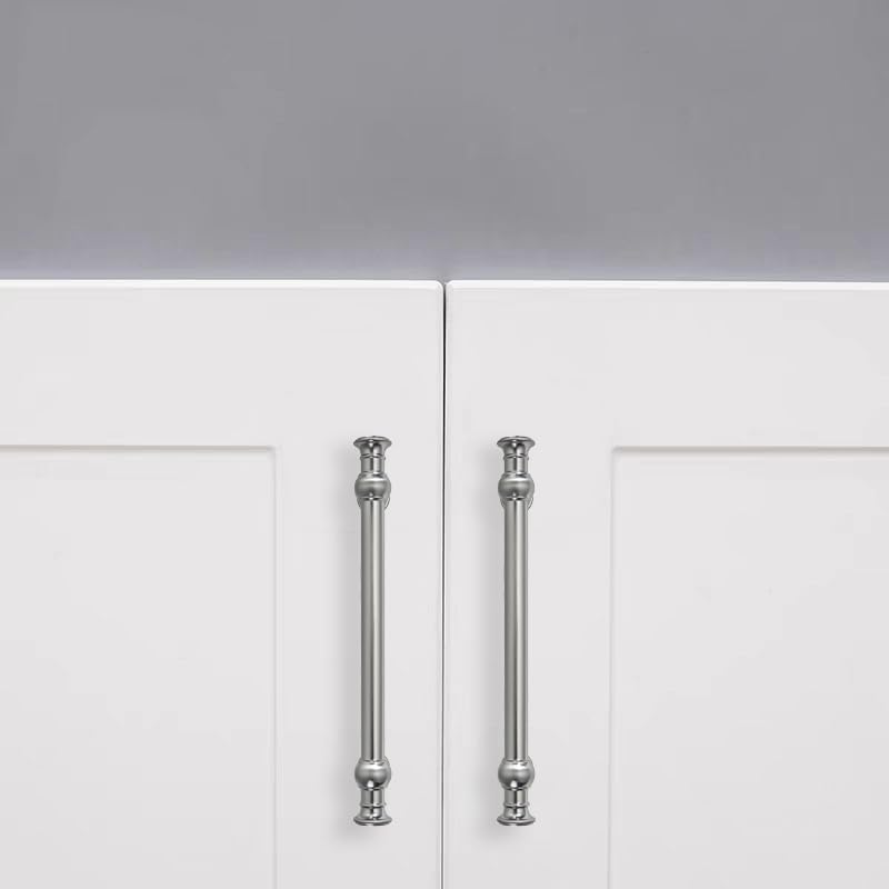 10-Pack 3-3/4inch(96mm) Hole Center Brushed Satin Nickel Cabinet Pulls Solid ...