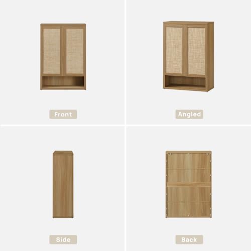 SICOTAS 31.2" Wide Rattan Shoe Storage Cabinet for Entryway with 2 Doors