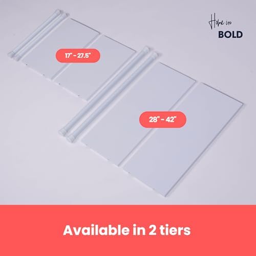 Home in Bold Tension Rod Shelving Expandable Closet Tension Shelf Storage Rac...