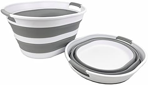 SAMMART 23L (6 Gallons) Set of 2 Collapsible Plastic Laundry Basket - Oval Tu...