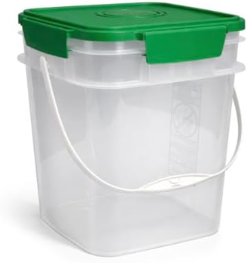 House Naturals 4 Gallon Square Food Grade Bucket Pail with Plastic Handles an...