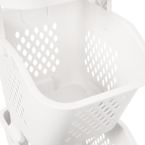 4-Tier Plastic Laundry Hamper Sorter with Wheels,Tiered Laundry Basket Organi...