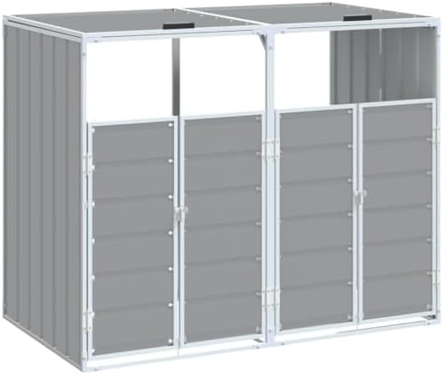 vidaXL Wheelie Bin Storage for Double Bins Gray 56.7"x31.9"x44.5&qu...
