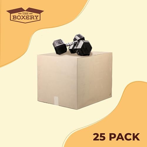 The Boxery 16 x 12 x 10" Heavy Duty ECT44 Cardboard Boxes, 25 Pack