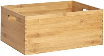 ANMINY Bamboo Storage Bins, Nesting 4PCS, Sturdy Mortise-Tenon Joint
