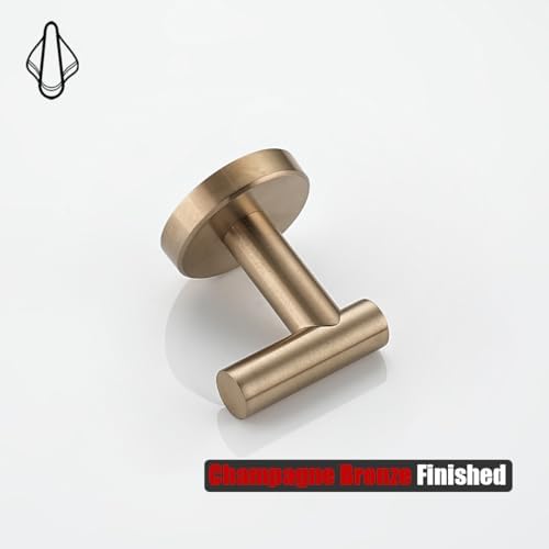 JQK Bathroom Towel Hook Champagne Bronze, Coat Robe Clothes Hook for Bathroom...