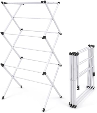 Honey-Can-Do 3-Tier Compact Clothes Drying Rack, 16 ft, No Assembly, White