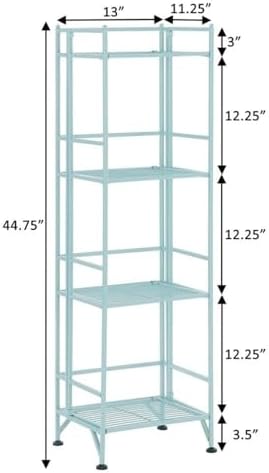 Convenience Concepts Xtra Storage 4-Tier Folding Metal Shelf, Seafoam, 13D x ...