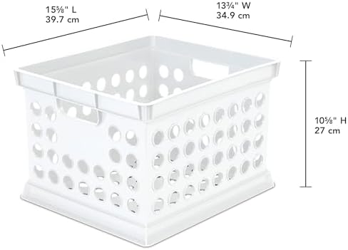 Sterilite Storage Crate Bin File Organizer for Home & Office, White, 6-Pack