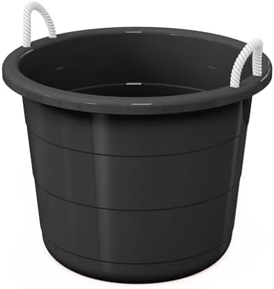 Life Story 8 Pack Flexible Plastic Storage Bucket Container, 17 Gal, Black