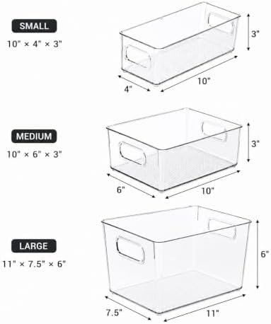 Set of 5 Stackable Fridge Organizers and Storage Bins, 2 Small, 2 Medium &...