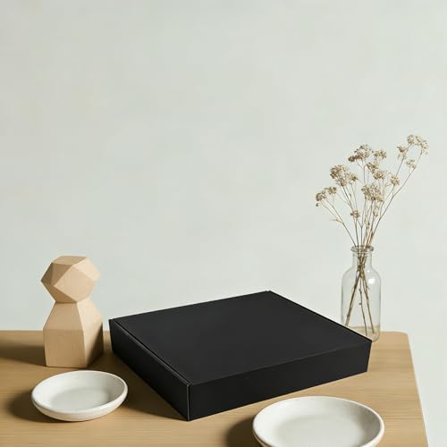 12x9x2 inch Black Shipping Boxes Set of 24, Corrugated Cardboard Mailer Box
