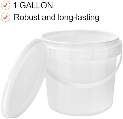 13 Pack White Plastic Bucket with Handle and Lid Food Storage Containers Roun...
