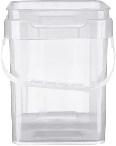 House Naturals 4 Gallon Food Grade Plastic Square Clear Bucket Pail with lid ...