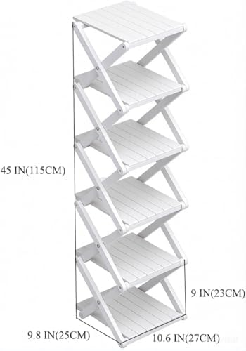 Bamboo Shoe Rack - No Assembly Required, Tall Narrow Foldable Shoe Organizer,...