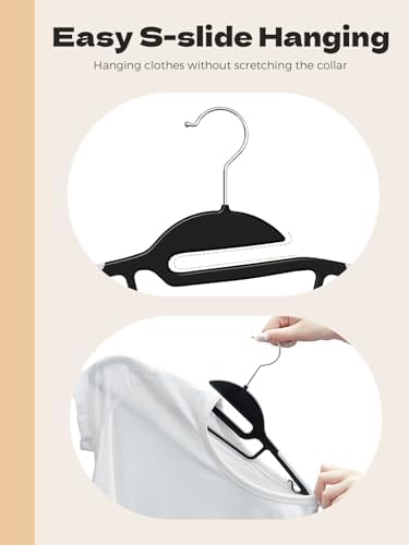 HOUSE DAY Slim Plastic Hangers with Non Slip Rubber Pads, 50 Pack, Black