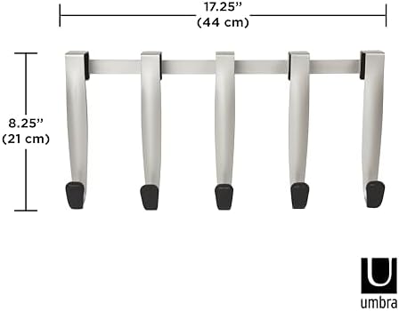 Umbra Schnook Steel Over the Door Hooks, 5-Hook Set, Black/Nickel