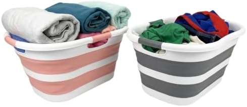 SAMMART 40L (10.5 gallon) Set of 2 Collapsible Plastic Laundry Hamper - Folda...