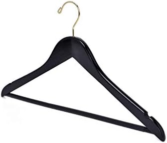Quality Black Wooden Hangers - Slightly Curved Hanger Set of 20-Pack - Solid ...