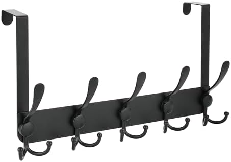 No Drill, No Installation Over The Door Coat Rack with 15 Hooks - Door Hanger...