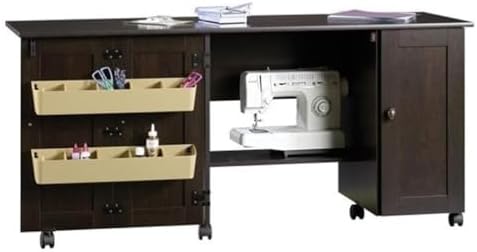 Pemberly Row Cinnamon Cherry Rolling Kitchen Cart with Drop Leaf – Engineered...