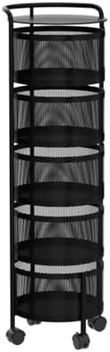 JAQ No Assembly Rotating Kitchen Storage Rack, 5-Tier Metal Basket Organizer ...