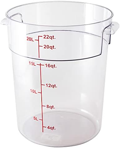 Restaurantware 22 qt Round Clear Plastic Food Storage Container, 10 Pack