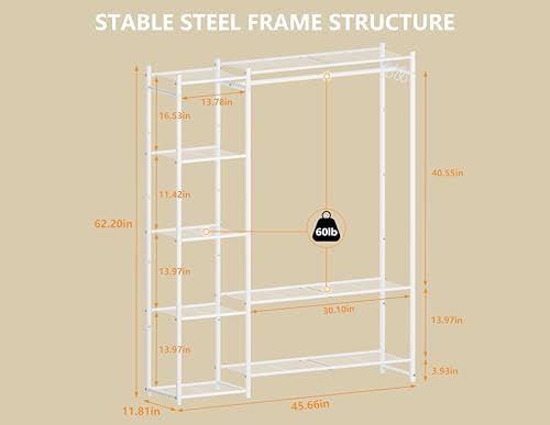 HOMIDEC Wardrobe Closet,Portable Clothes Rack with 4 Tiers Shelves