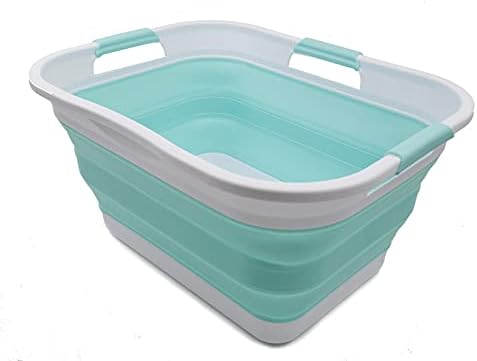 SAMMART 30L (8 gallon) Collapsible Plastic Laundry Basket - Foldable Pop Up S...