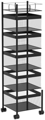 Fruit and Vegetable Basket for Kitchen No Assembly, Rotating Storage Rack,Bat...