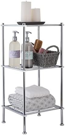 Organize It All 3 Tier Chrome Freestanding Bathroom Storage Shelf, 12.25 x 13...
