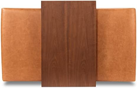 POLY & BARK Jarmo Leather Ottoman with Walnut Table in Full-Grain Pure-An...