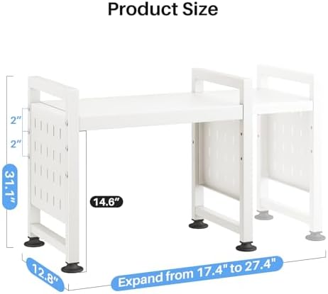 Expandable Microwave Stand, 2-Tier Adjustable Microwave Oven Rack with 10 Hoo...