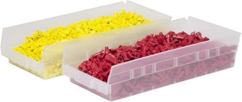 Akro-Mils 30158 Heavy Duty Plastic Shelf Bins, 18"x 8"x 4", Cl...