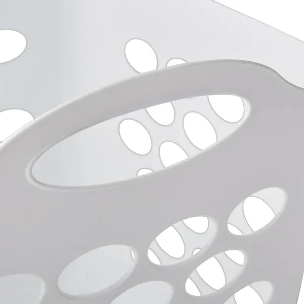 4-Pack Flexible Square Laundry Basket with Built-in Handles, White Plastic Cl...