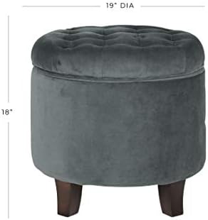 Homepop Home Decor | Upholstered Round Velvet Tufted Foot Rest Ottoman | Otto...