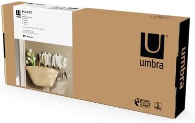 Umbra Picket Coat Rack, Wall Mount 5 Flip-Down Coat Hooks, White