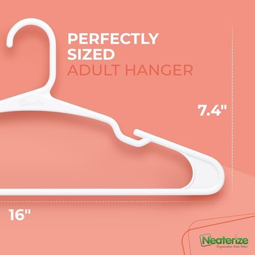 NEATERIZE Clothes Hangers Plastic 100 Pack for Adults - Plastic Hangers, The ...