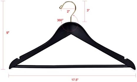 Quality Black Wooden Hangers - Slightly Curved Hanger Set of 20-Pack - Solid ...