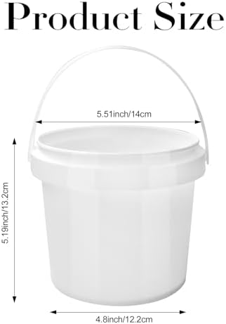 13 Pack White Plastic Bucket with Handle and Lid Food Storage Containers Roun...