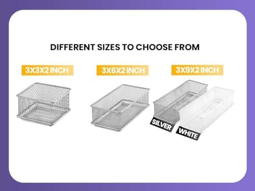 YBM HOME Silver Mesh Drawer Cabinet and or Shelf Organizer Bins, School Suppl...
