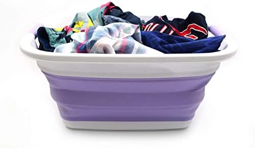 SAMMART 31L (8.1 gallon) Collapsible Plastic Laundry Basket-Pop Up Storage Co...