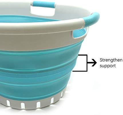 SAMMART 36L Set of 2 Collapsible 3 Handled Plastic Laundry Basket-Foldable Po...